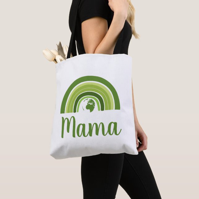Personalized rainbow Earth Mama Tote Bag (Close Up)