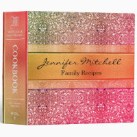 Personalized  Rainbow Family Recipe Cookbook 3 Ring Binder