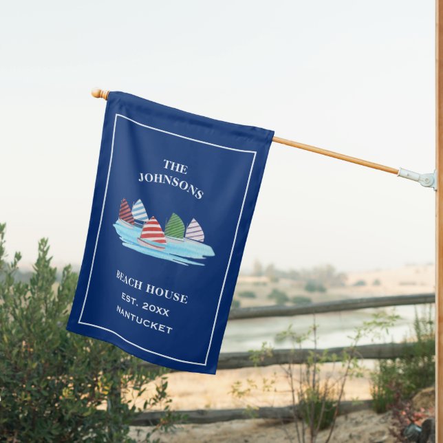 Personalized Rainbow Fleet Nantucket  House Flag (Insitu (Back))