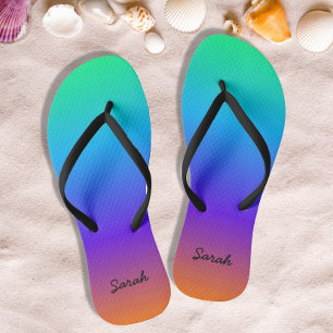 Personalized Rainbow Flip Flops