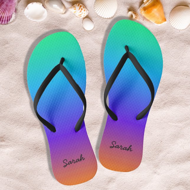Personalized Rainbow Flip Flops (Creator Uploaded)