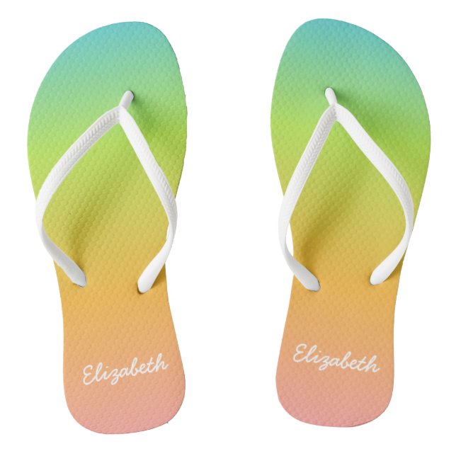 Personalized Rainbow Flip Flops (Footbed)