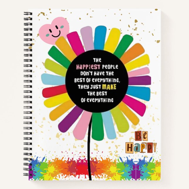 Personalized Rainbow-Flower vibrant Spiral Notebook (Front)