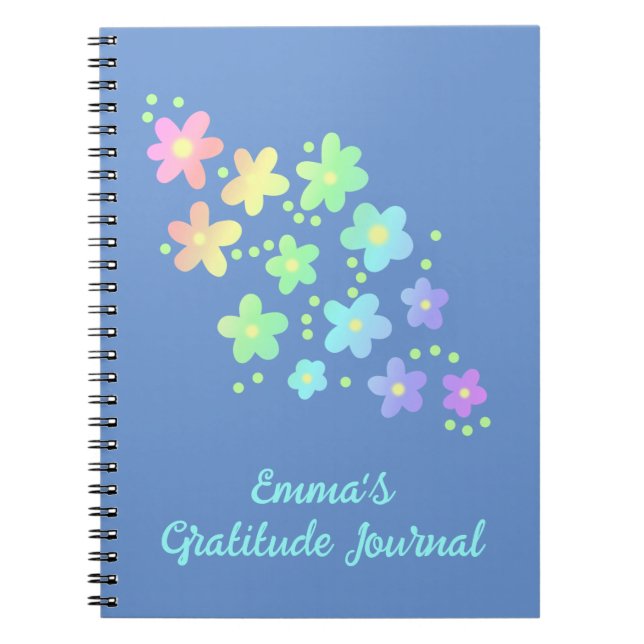 Personalized Rainbow Flowers Gratitude Journal (Front)