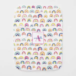 Personalized Rainbow Girls Baby Burp Cloth