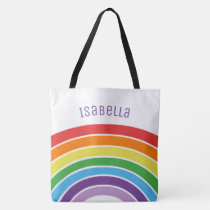 Personalized Rainbow Girls Colorful Custom Trendy Tote Bag