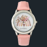 Personalized Rainbow Girl's  Watch<br><div class="desc">Cute whimsical watercolor boho floral rainbow girl's watch for birthday or Christmas gift.</div>