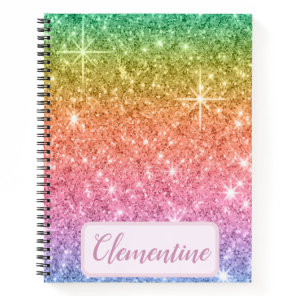 Personalized Rainbow Glam Glitter Sketchbook Notebook