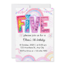 Personalized Rainbow Glitter Birthday Invitation
