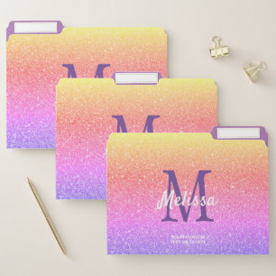 Personalized Rainbow Glitter Pastel Back To School File Folder