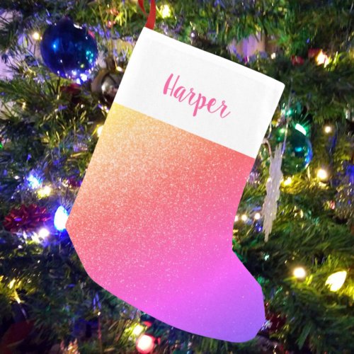 Personalized Rainbow Glitter Small Christmas Stocking