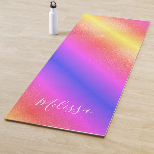 Personalized Rainbow Glitter Yoga Mat