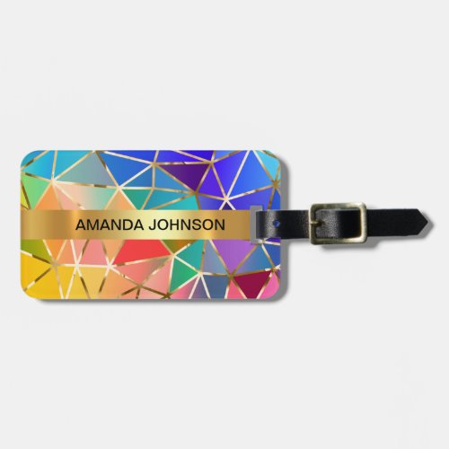 Personalized Rainbow Golden  Metallic Luggage Luggage Tag