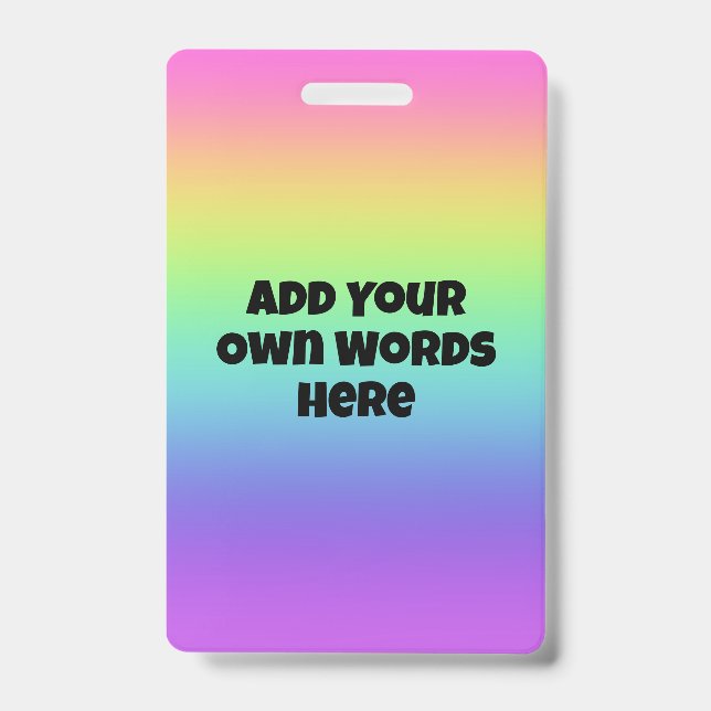 Personalized Rainbow Gradient Hanging Badge (Front)
