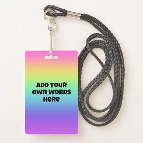 Personalized Rainbow Gradient Hanging Badge