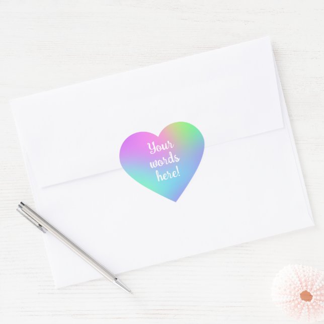 Personalized Rainbow Gradient Heart Stickers (Envelope)