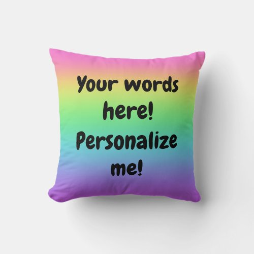 Personalized Rainbow Gradient Throw Pillow