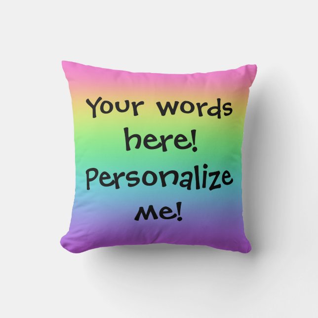 Personalized Rainbow Gradient Throw Pillow (Front)