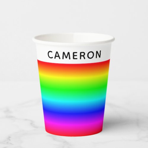 Personalized Rainbow Gradient With Name Paper Cups