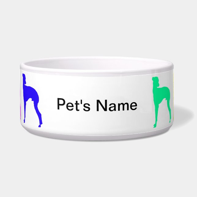 Personalized Rainbow Greyhound Bowl (Front)