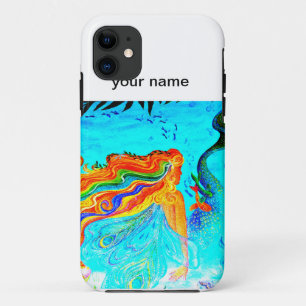 personalized rainbow hair mermaid phone case