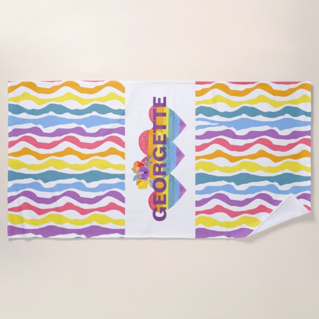 Personalized Rainbow Heart Beach Towel (Front)