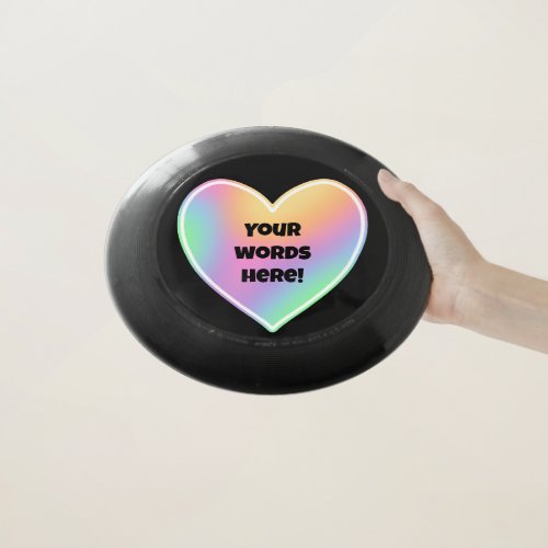 Personalized Rainbow Heart Black Wham_O Frisbee