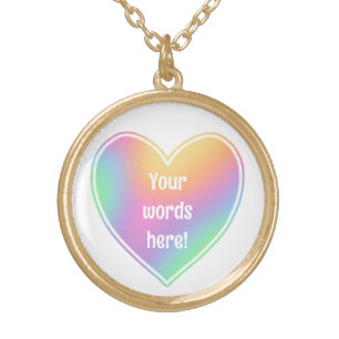 Personalized Rainbow Heart Gold Plated Necklace
