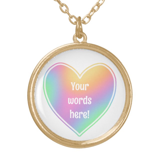 Personalized Rainbow Heart Gold Plated Necklace (Front)