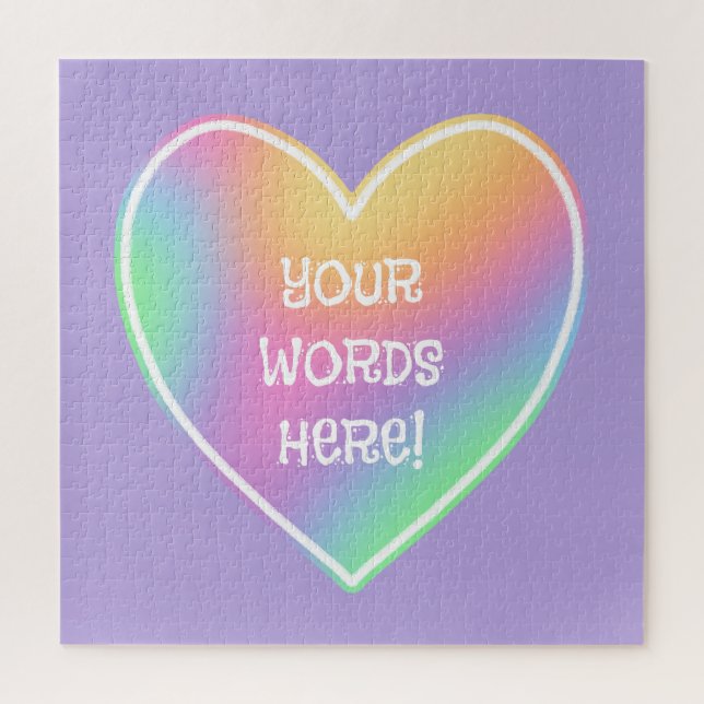 Personalized Rainbow Heart Jigsaw Puzzle (Vertical)