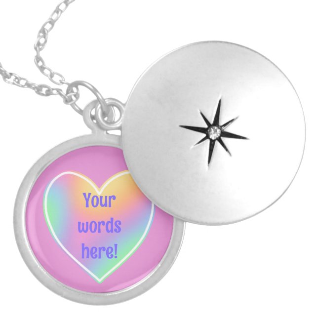 Personalized Rainbow Heart Locket Necklace (Front)