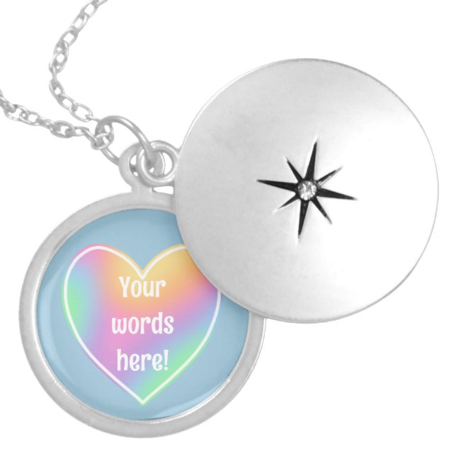 Personalized Rainbow Heart Locket Necklace (Front)