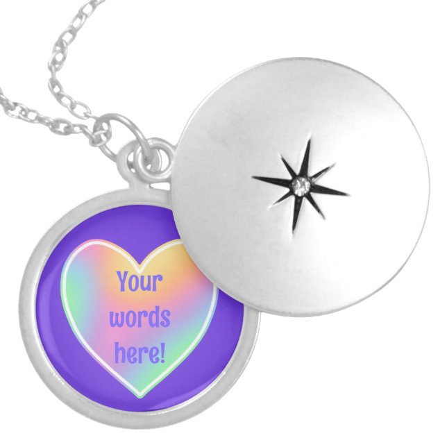 Personalized Rainbow Heart Locket Necklace (Front)