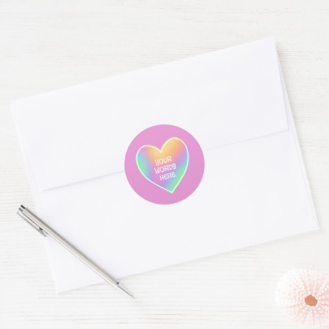 Personalized Rainbow Heart Pink Stickers (Envelope)