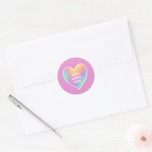 Personalized Rainbow Heart Pink Stickers