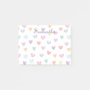 Personalized Rainbow hearts all-over print Post-it Notes