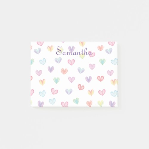 Personalized Rainbow hearts all_over print  Post_it Notes