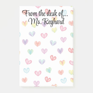 Personalized rainbow hearts from the desk of... post-it notes