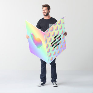 Personalized Rainbow Hearts Huge Greeting Card