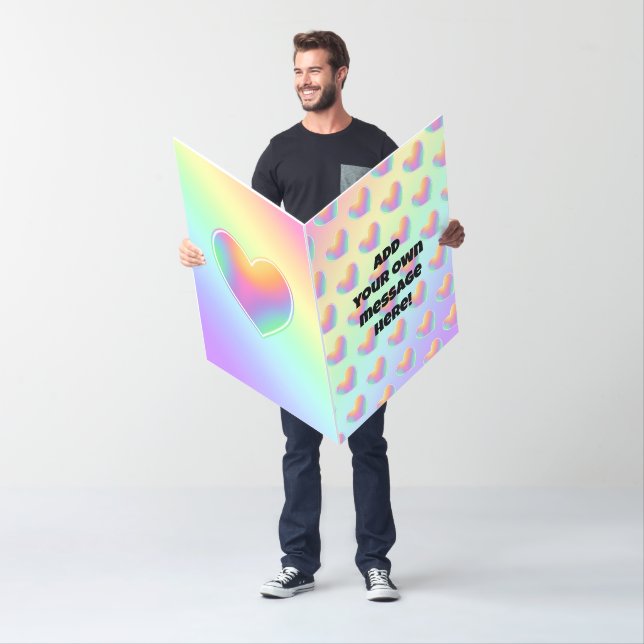 Personalized Rainbow Hearts Huge Greeting Card (In Situ)