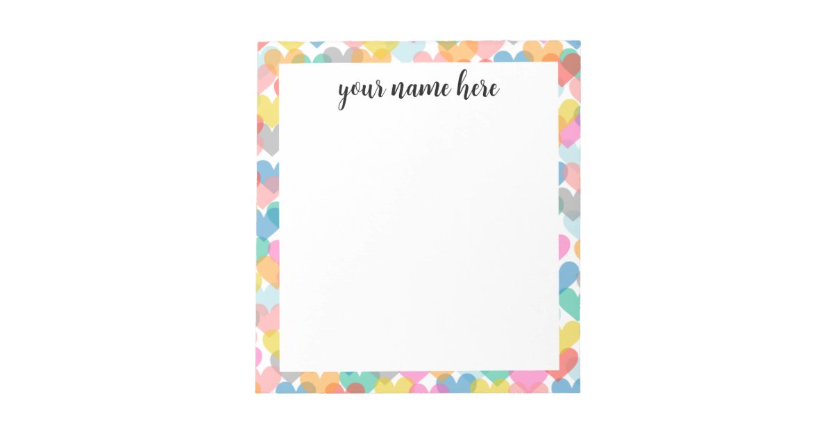 Personalized Rainbow Hearts Notepad | Zazzle