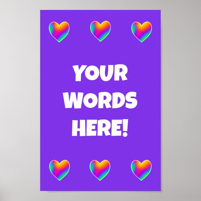 Personalized Rainbow Hearts Poster (Front)
