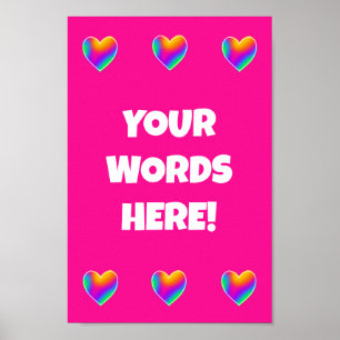 Personalized Rainbow Hearts Poster