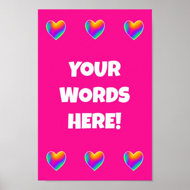 Personalized Rainbow Hearts Poster (Front)
