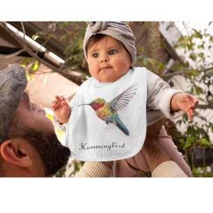 Personalized Rainbow Hummingbird Nursery Gift Baby Bib