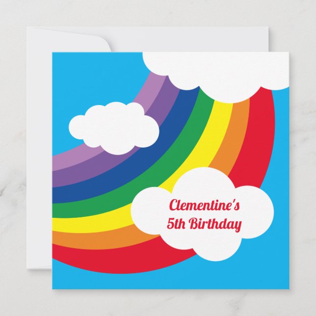 Personalized Rainbow Kid's Birthday Invitation (Front)