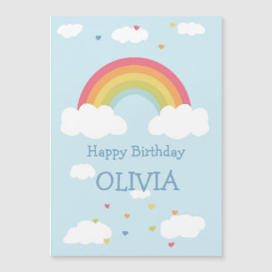 Personalized Rainbow Kids Happy Birthday Flat Card