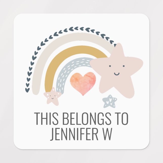 Personalized Rainbow Kid's Kids' Labels (Design 1)