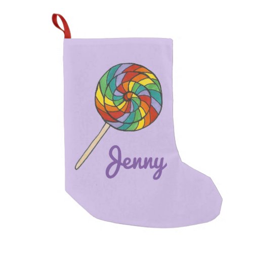 Personalized Rainbow Lollipop Candy Lolly Sucker Small Christmas Stocking