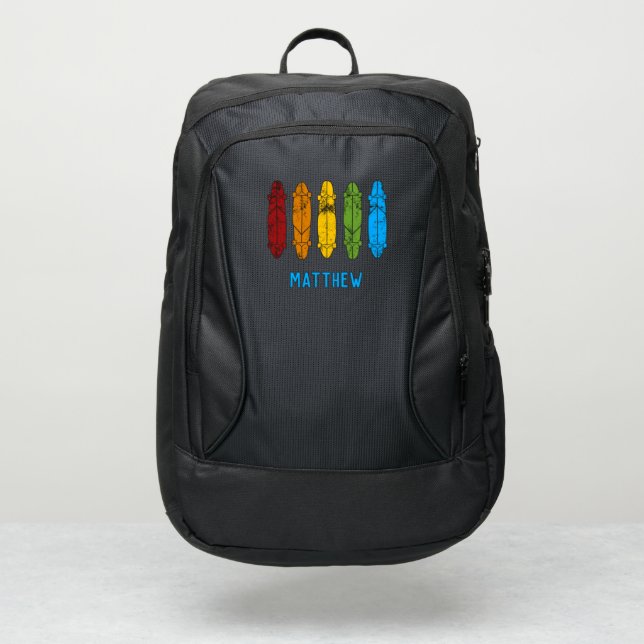 Personalized Rainbow Longboards Skateboards Port Authority® Backpack (Front)